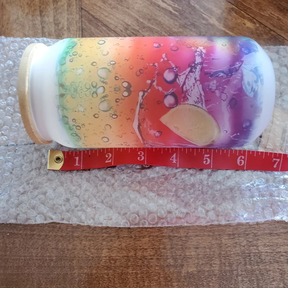 Fun Fruit Slices Frosted Glass Jar Tumbler 🎉sale